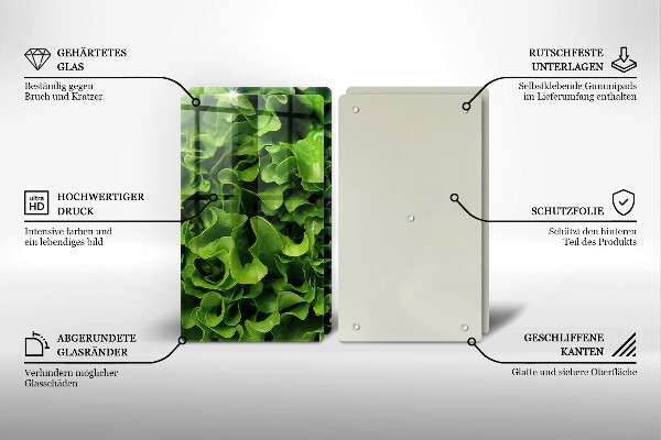 Glas Ceranfeldabdeckung Grüne Salatblätter