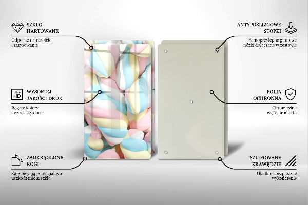 Glas Ceranfeldabdeckung Bunte Marshmallows