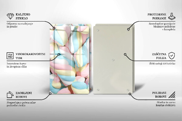 Glas Ceranfeldabdeckung Bunte Marshmallows