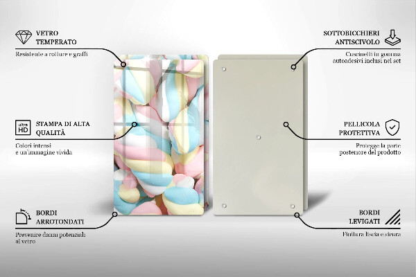 Glas Ceranfeldabdeckung Bunte Marshmallows