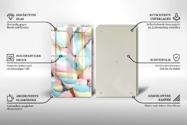 Glas Ceranfeldabdeckung Bunte Marshmallows