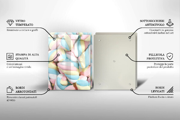 Glas Ceranfeldabdeckung Bunte Marshmallows