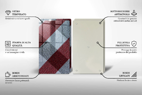 Glas Ceranfeldabdeckung Rot-weißes Karomuster