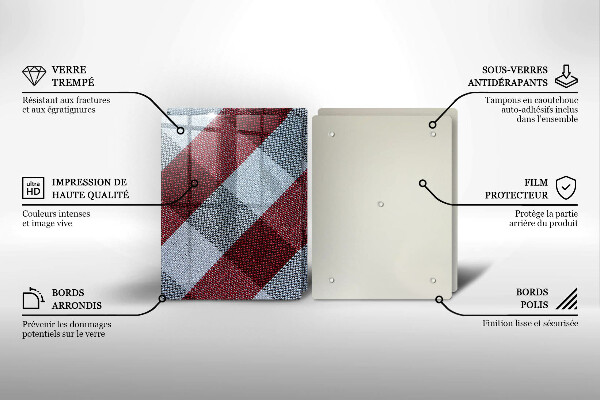 Glas Ceranfeldabdeckung Rot-weißes Karomuster