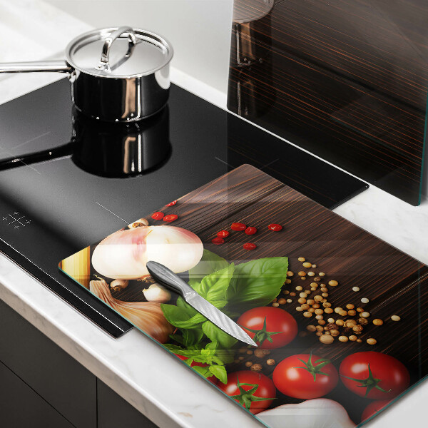 Glas Ceranfeldabdeckung Gemüse auf dem Tisch