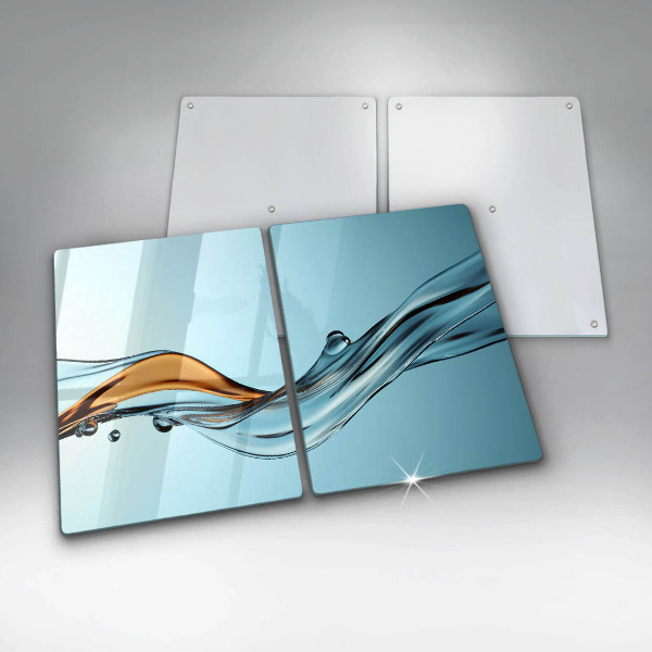 Glas Ceranfeldabdeckung Wasser auf blauem Hintergrund