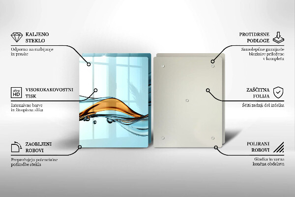 Glas Ceranfeldabdeckung Wasser auf blauem Hintergrund