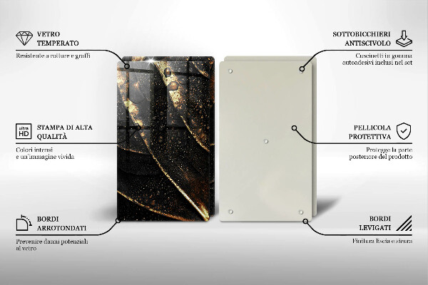 Glas Ceranfeldabdeckung Gold Blatt