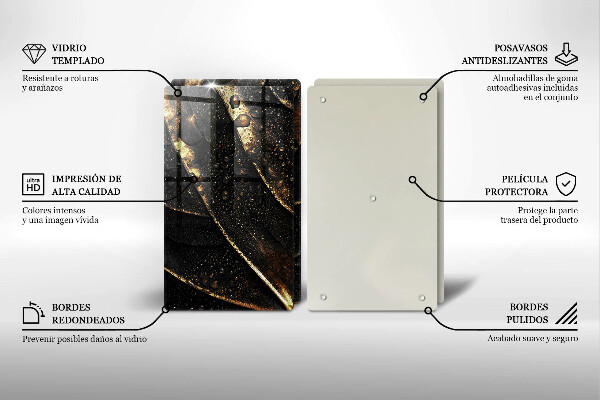 Glas Ceranfeldabdeckung Gold Blatt