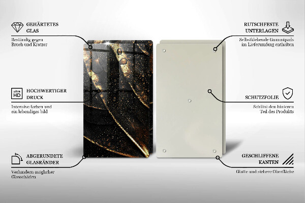 Glas Ceranfeldabdeckung Gold Blatt