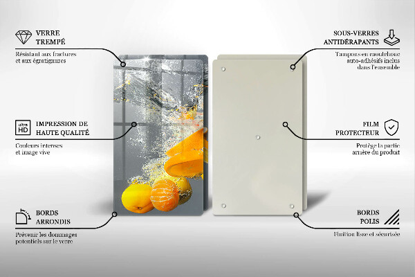 Glas Ceranfeldabdeckung Zitronen im Wasser