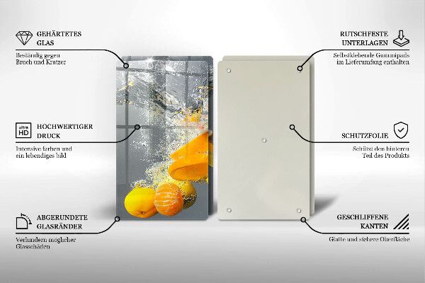 Glas Ceranfeldabdeckung Zitronen im Wasser
