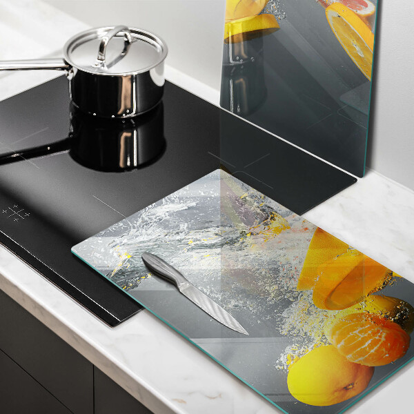 Glas Ceranfeldabdeckung Zitronen im Wasser