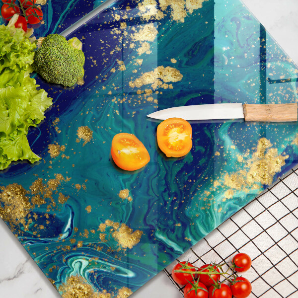 Glas Herdabdeckplatte Abstraktion mit Gold