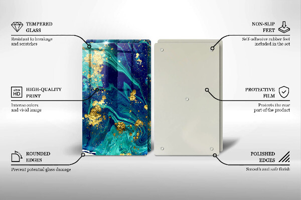 Glas Herdabdeckplatte Abstraktion mit Gold