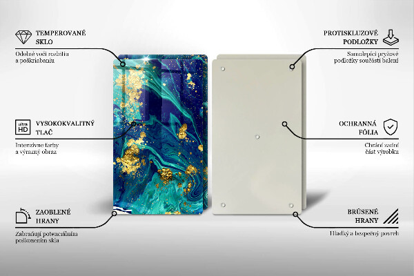 Glas Herdabdeckplatte Abstraktion mit Gold