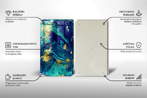 Glas Herdabdeckplatte Abstraktion mit Gold