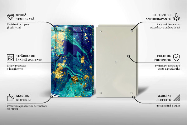 Glas Herdabdeckplatte Abstraktion mit Gold