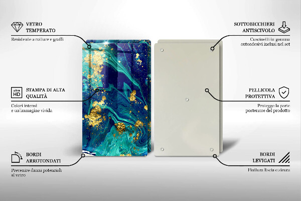 Glas Herdabdeckplatte Abstraktion mit Gold