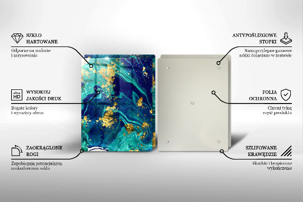 Glas Herdabdeckplatte Abstraktion mit Gold