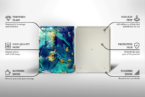 Glas Herdabdeckplatte Abstraktion mit Gold