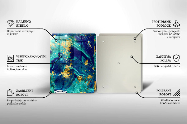 Glas Herdabdeckplatte Abstraktion mit Gold