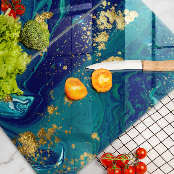 Glas Herdabdeckplatte Abstraktion mit Gold