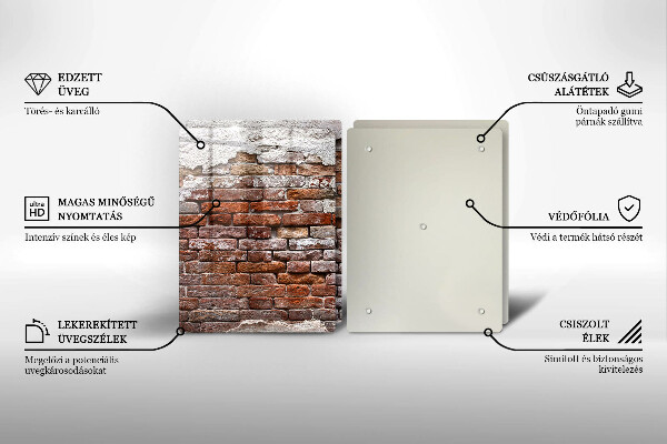 Glas Herdabdeckplatte Alte Ziegel- und Betonmauer