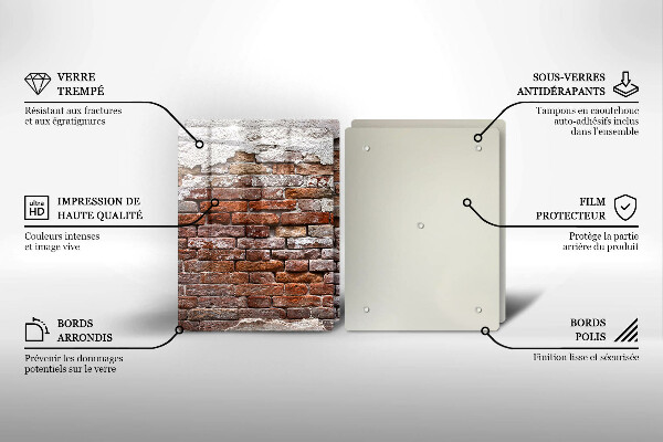Glas Herdabdeckplatte Alte Ziegel- und Betonmauer
