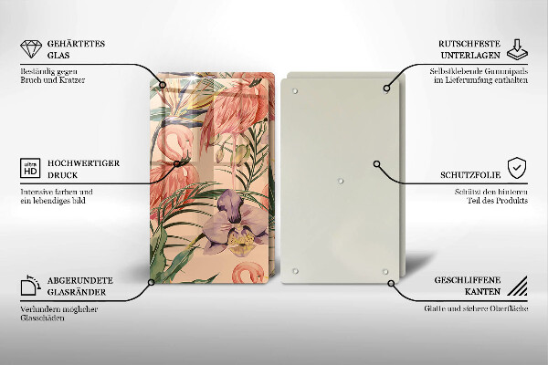 Glas Ceranfeldabdeckung Flamingos-Illustration