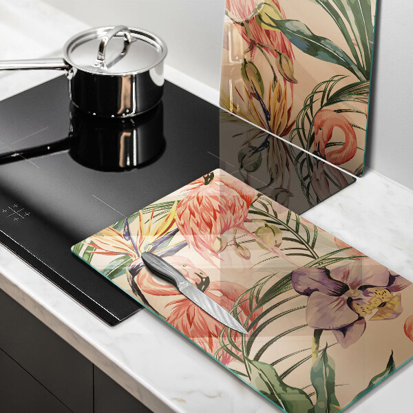 Glas Ceranfeldabdeckung Flamingos-Illustration