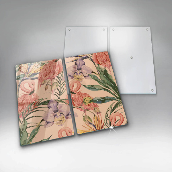 Glas Ceranfeldabdeckung Flamingos-Illustration