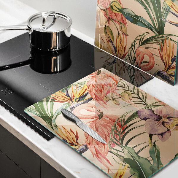 Glas Ceranfeldabdeckung Flamingos-Illustration