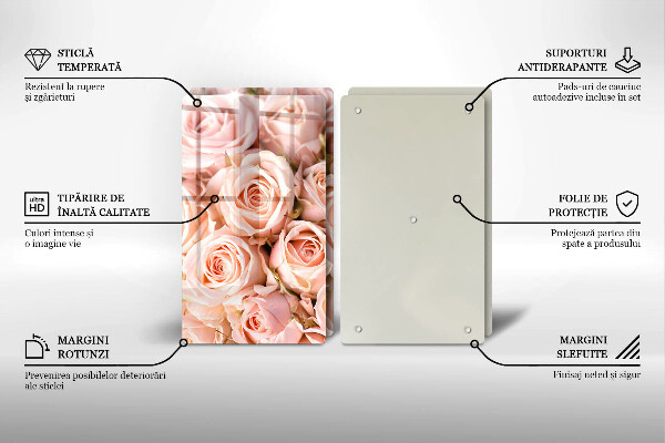 Glas Herdabdeckplatte Strauß zarter Rosen