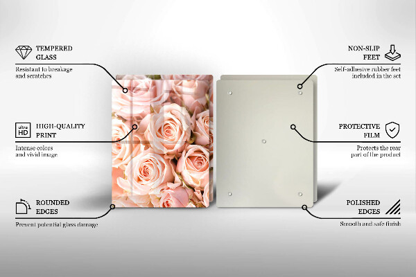 Glas Herdabdeckplatte Strauß zarter Rosen