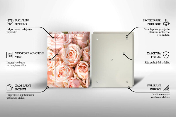 Glas Herdabdeckplatte Strauß zarter Rosen