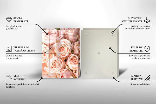 Glas Herdabdeckplatte Strauß zarter Rosen