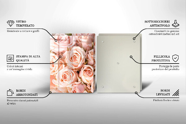 Glas Herdabdeckplatte Strauß zarter Rosen