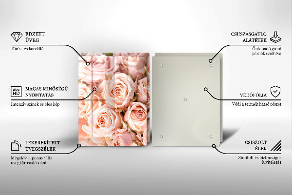 Glas Herdabdeckplatte Strauß zarter Rosen