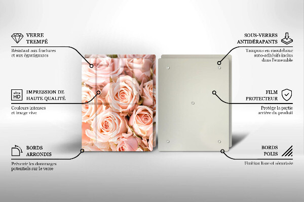 Glas Herdabdeckplatte Strauß zarter Rosen