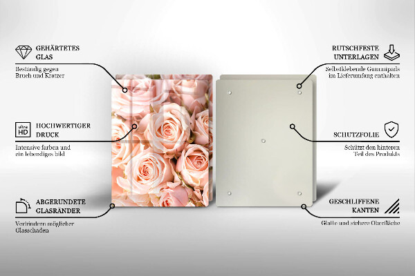 Glas Herdabdeckplatte Strauß zarter Rosen