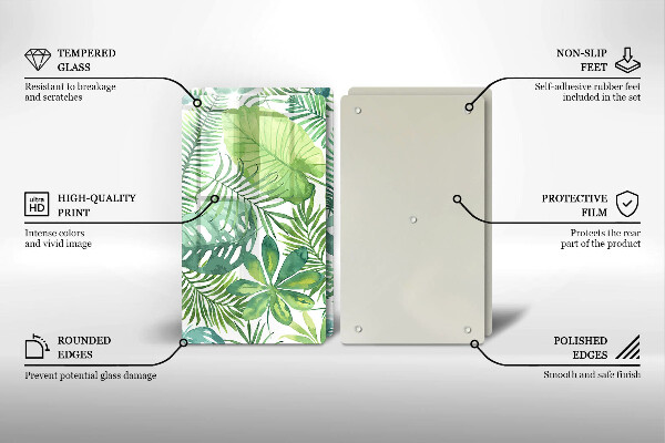 Glas Herdabdeckplatte Aquarell-Boho-Blätter
