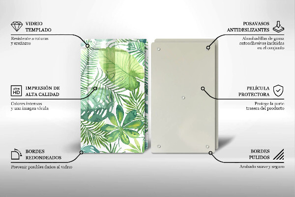 Glas Herdabdeckplatte Aquarell-Boho-Blätter