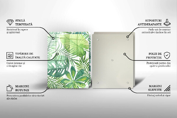 Glas Herdabdeckplatte Aquarell-Boho-Blätter