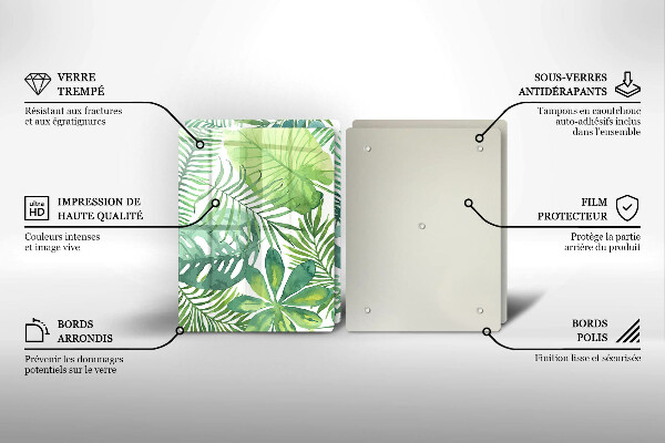 Glas Herdabdeckplatte Aquarell-Boho-Blätter