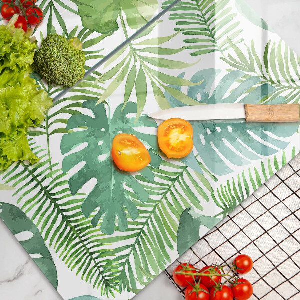 Glas Herdabdeckplatte Aquarell-Boho-Blätter