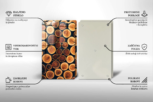 Glas Herdabdeckplatte Baumstümpfe aus Holz