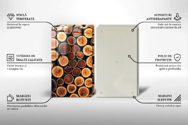 Glas Herdabdeckplatte Baumstümpfe aus Holz