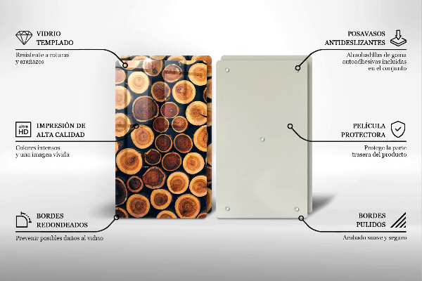 Glas Herdabdeckplatte Baumstümpfe aus Holz