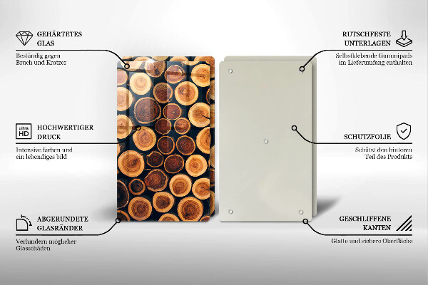 Glas Herdabdeckplatte Baumstümpfe aus Holz